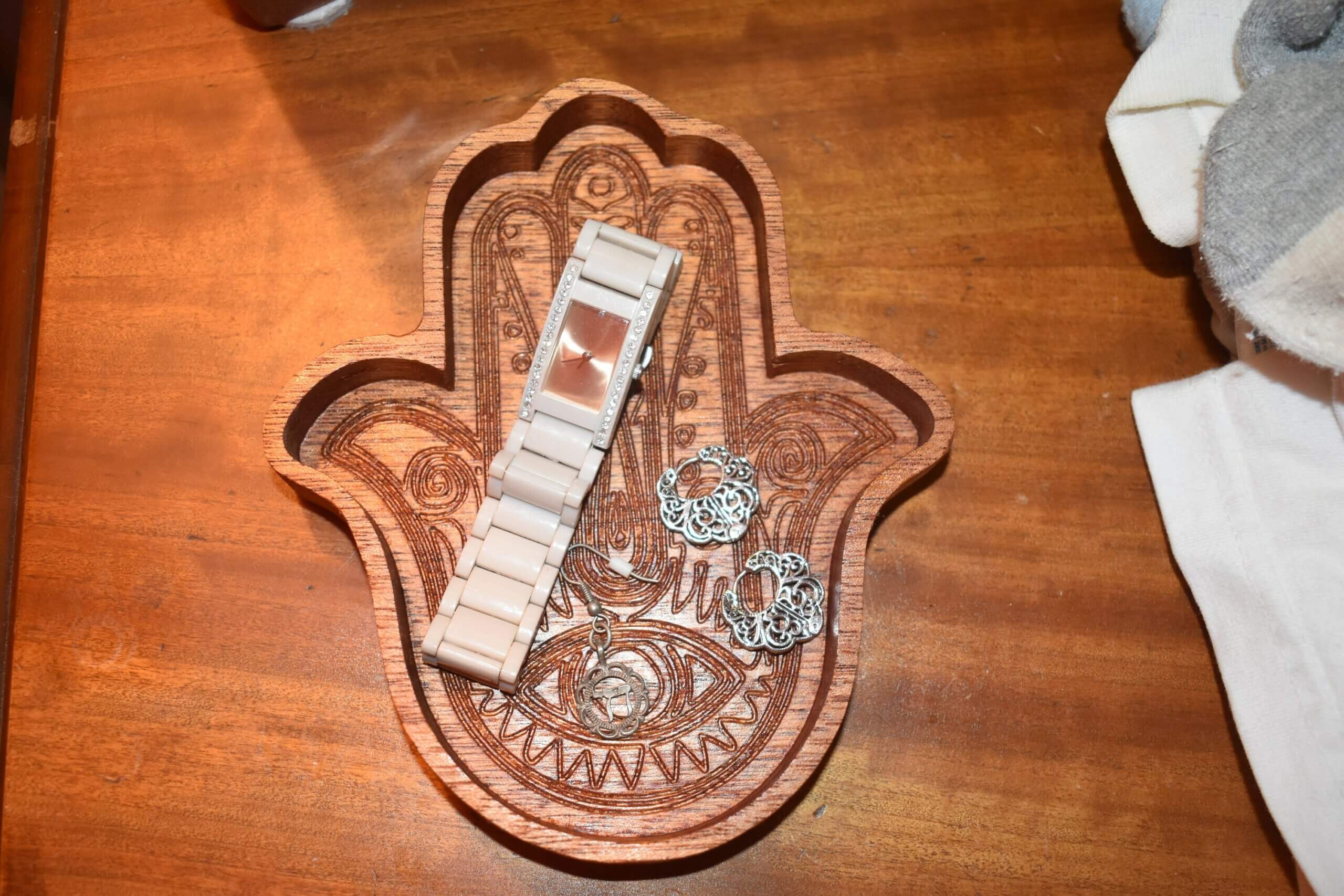 Wooden Hamsa Catchall Tray